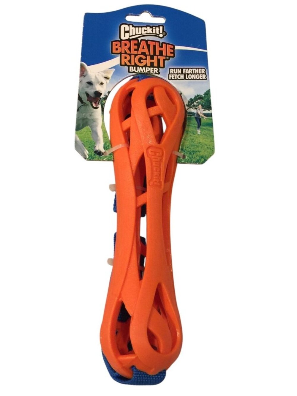 CHUCK IT Breathe Right Bumper Fetch Dog Toy Orange Blue